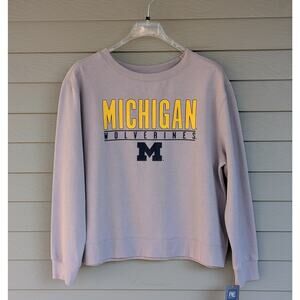 NEW Michigan University Wolverines U of M Gray Pullover Sweatshirt Womens XL